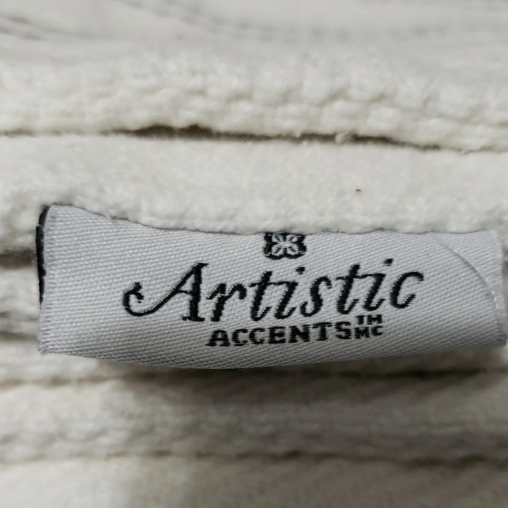 ARTISTIC Accents Stitch‎ Design Striped White and Gray Throw Pillow Cover (4)